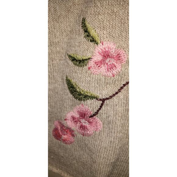 Appleseeds Sweater Linen Blend Oatmeal Beige Limited Edition Embroidery Sz XL - Picture 5 of 16